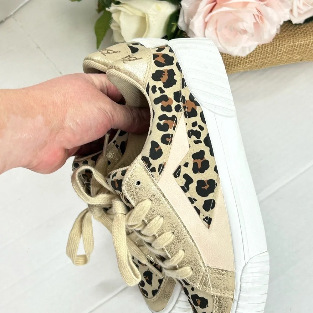 Malibu Beige and Leopard Print Sneakers